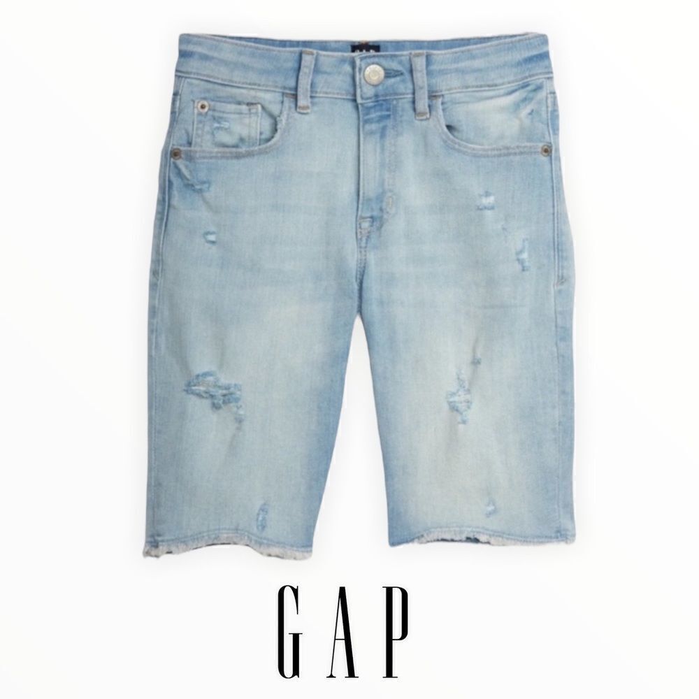 GAP Kids | Light Blue | HIGH-RISE DISTRESSED DENIM SHORTS